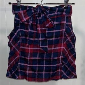 Urban Outfitters Plaid Knit Tie-Waist Mini Skirt with Pockets
